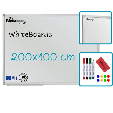 Magnetische Whiteboard 200x100 / 100x200 cm im Aluminiumrahmen WA1