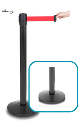 Słupek taśmowy czarny - h 90 cm / Pas 2,35 m